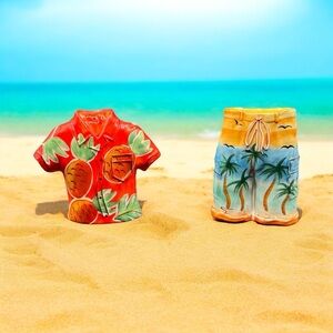 CLAY ART TROPICAL ALOHA SHIRT SALT OR PEPPER SHAKER SINGLE